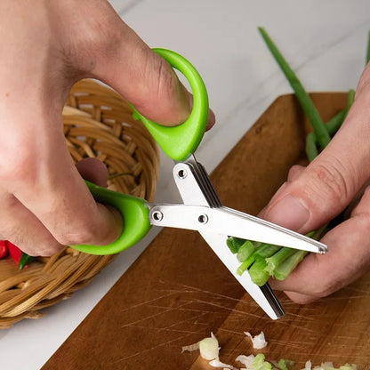 Multi-Layer Stainless Steel Kitchen Scissors – 3/5 Blade Herb & Vegetable Cutter