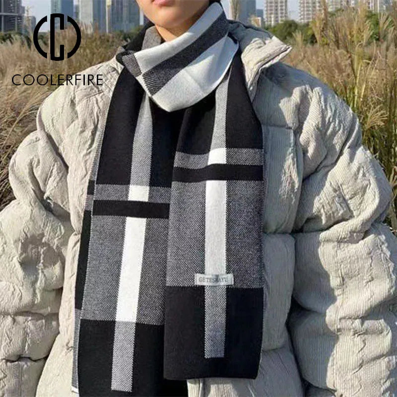 Winter Men Scarf Keep Warm Scarf Casual Fashion Brand Designers Knit Neckerchief Patchwork Copy Cashmere Scarf Shawl Wrap AC2228