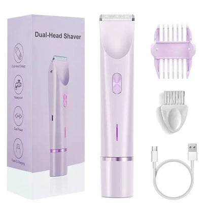 Double Head Hair Remover  - Waterproof Rechargeable Mini Electric Shaver & Bikini Trimmer for Women