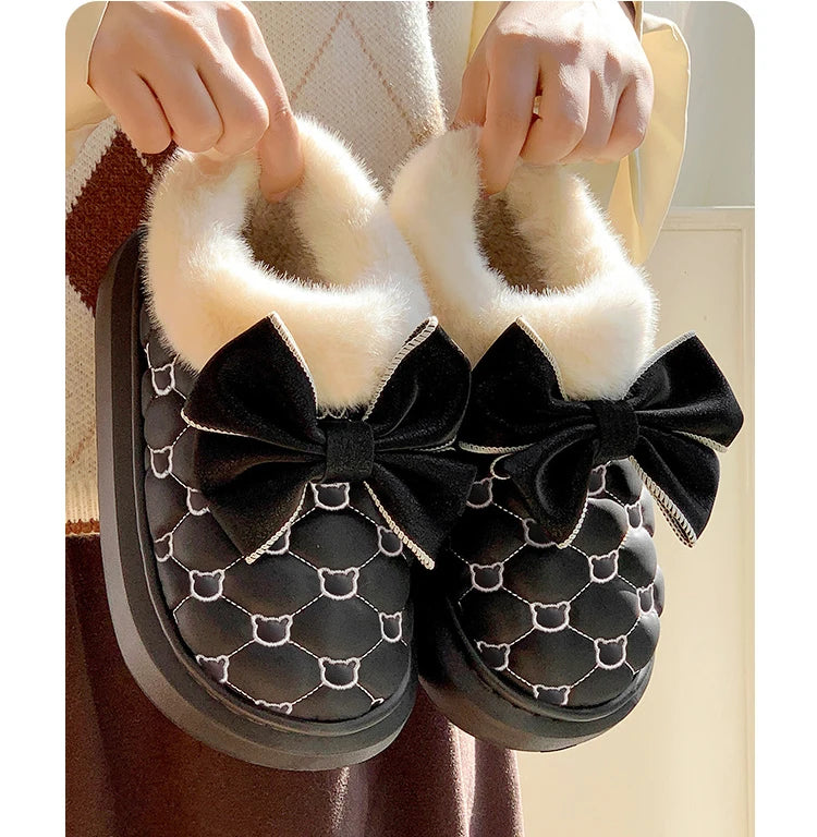 BowWarm™ Platform Ankle Snow Slippers for Women