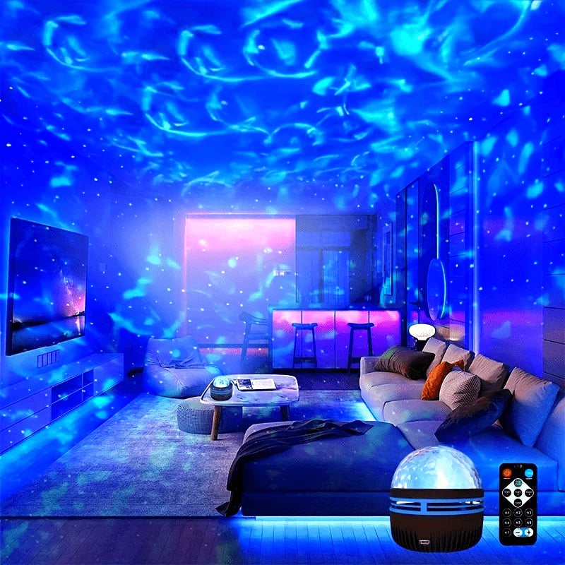 *LED Starry Galaxy Ocean Wave Projector - RGB Smart Remote Control Lamp for Home Decor
