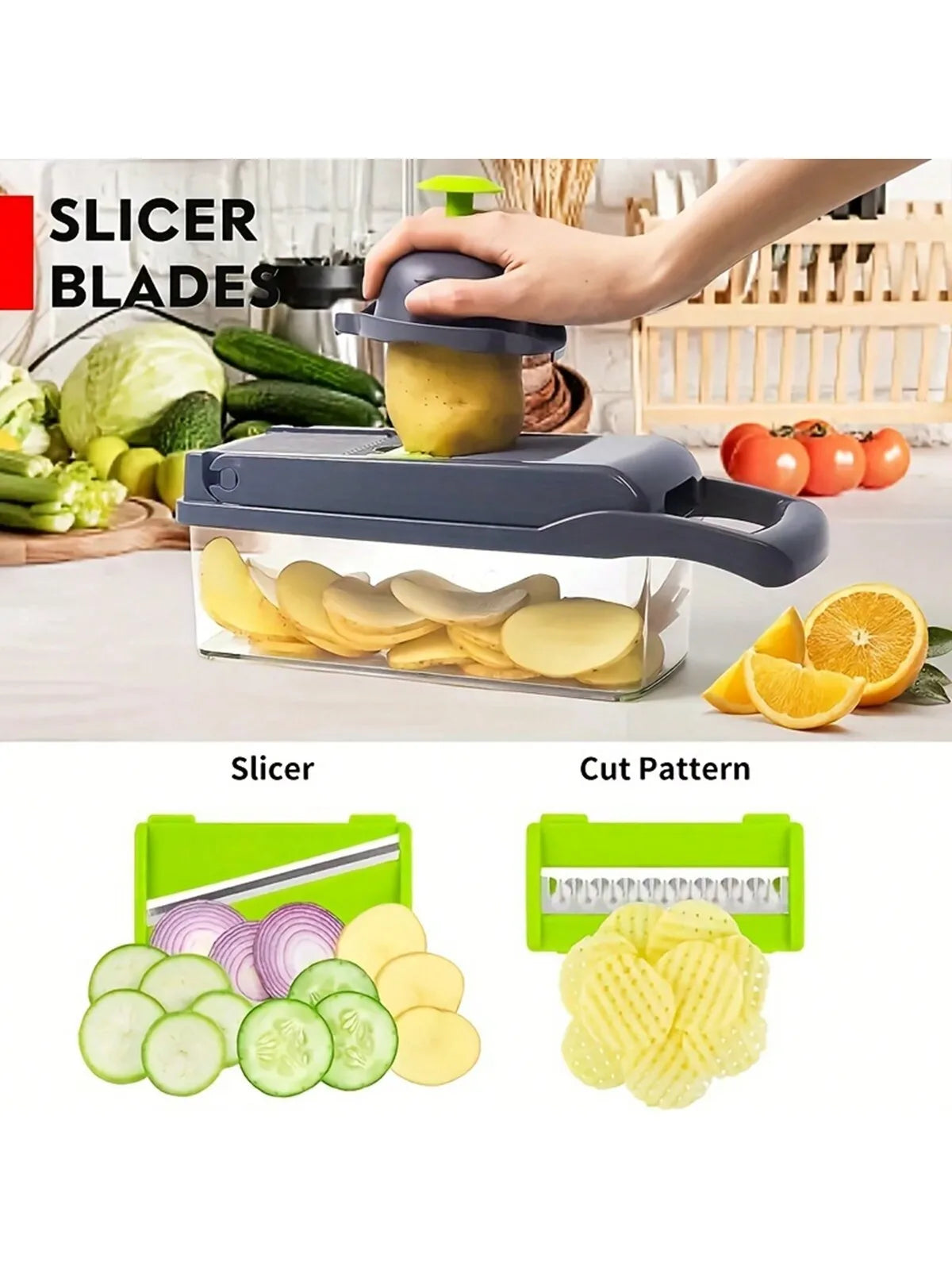 14-in-1 Multifunction Vegetable Chopper – Food Slicer & Dicer Set with Container