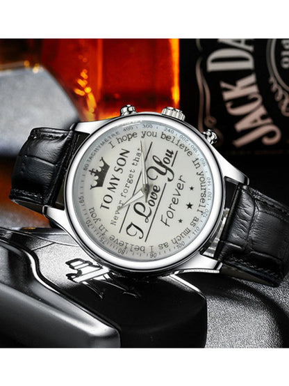 CrownLove Business Quartz Watch – Minimalist Leather Strap Classic Dial