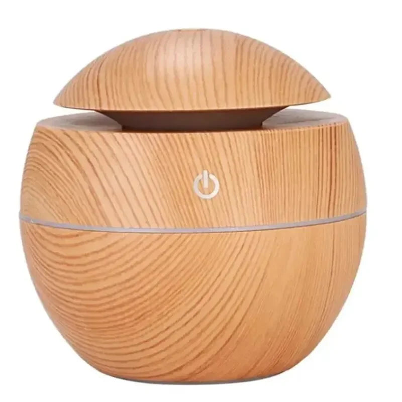 AromaMist™ USB Ultrasonic Cool Mist Essential Oil Humidifier — Mini Wood Grain Aroma Diffuser