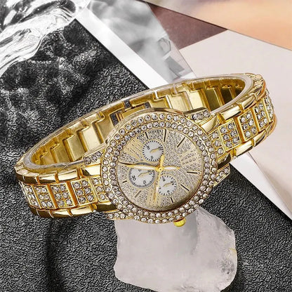 Amelia Gold Quartz Watch & Jewelry Set – 5 pcs