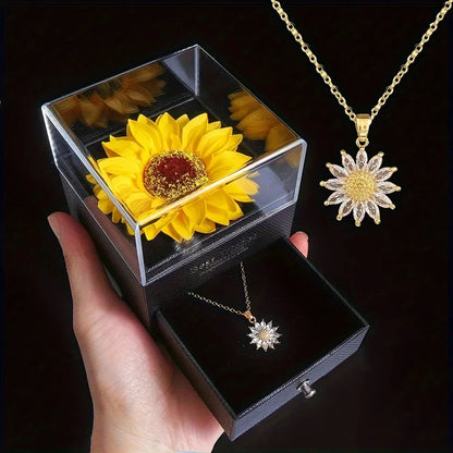 SunBloom™ Sunflower Necklace Gift Set — “I Love You” Romantic Jewelry with Gift Box