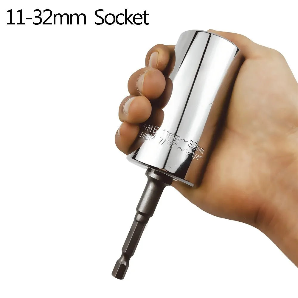 🔧 Universal Ratchet Wrench with Adjustable Socket Head (7–19mm / 11–32mm)