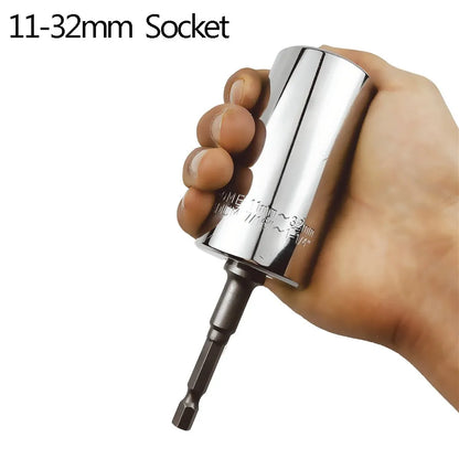 🔧 Universal Ratchet Wrench with Adjustable Socket Head (7–19mm / 11–32mm)