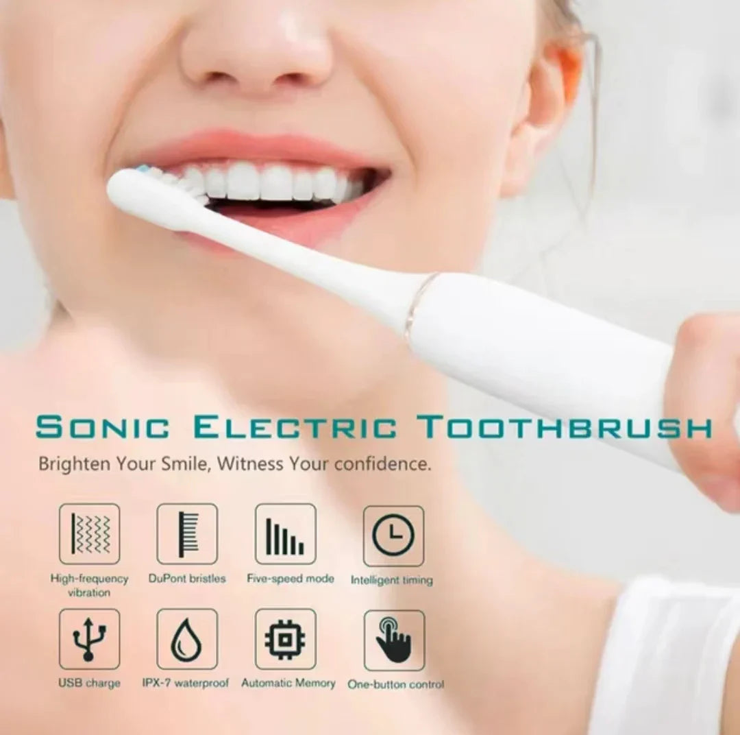 Sonic Electric Toothbrush — USB Rechargeable & IPX7 Waterproof with 6 Cleaning Modes