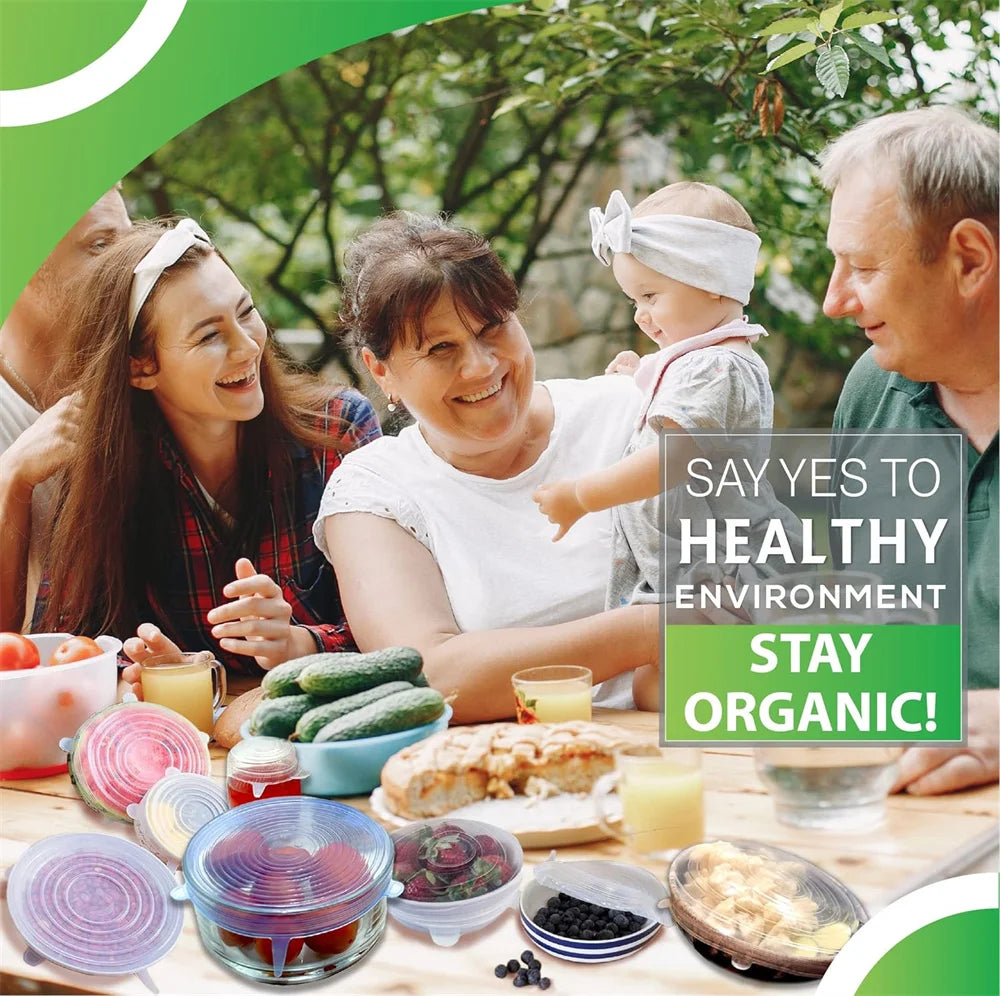 Reusable Silicone Food Covers – 6-Piece Stretch Lids Set for Fresh Food Storage