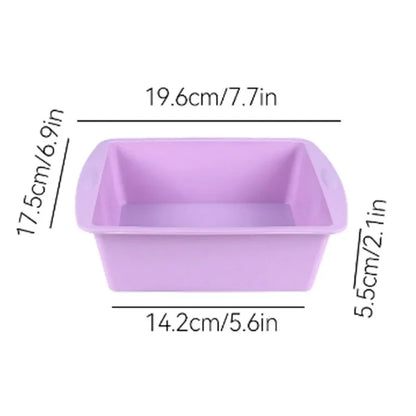 1/4Pcs Silicone Square Cake Plate Non-Stick Brownie Pot with Anti-Slip Handle Oven and Air Fryer Safe Perfect for Baking Cakes