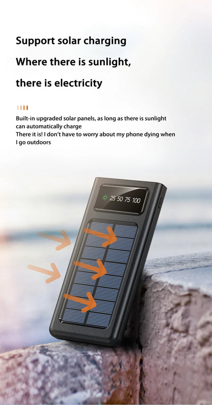 Solar Power Bank – High-Capacity Fast Charging Outdoor Portable Battery