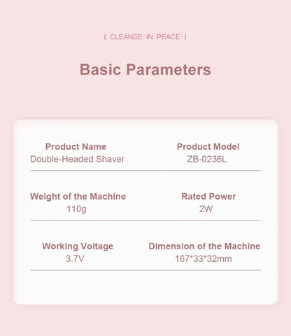 Double Head Hair Remover  - Waterproof Rechargeable Mini Electric Shaver & Bikini Trimmer for Women