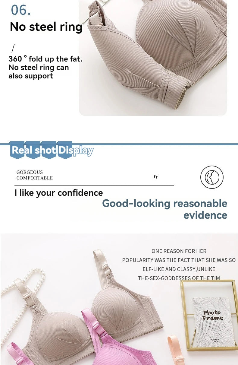 Front Buckle Push-Up Bra – Plus Size Seamless Comfort Bra with Adjustable Straps