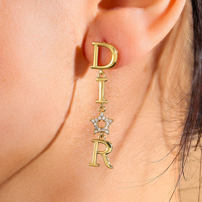 ZAKOL Korean Fashion Pearl Drop Earrings for Women Luxury Elegant Shiny Zircon D-letter Charm Hoop Earring Wedding Jewelry