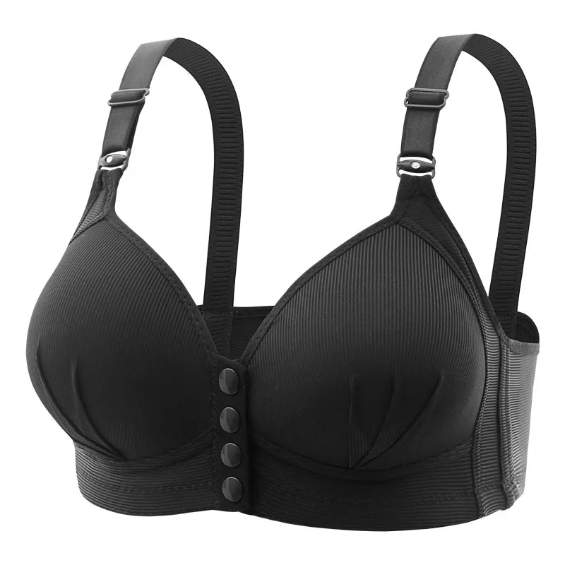 Front Buckle Push-Up Bra – Plus Size Seamless Comfort Bra with Adjustable Straps