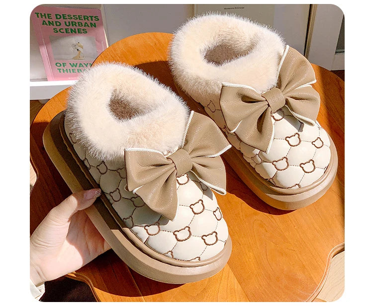 BowWarm™ Platform Ankle Snow Slippers for Women