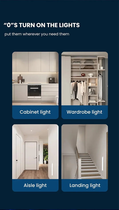 Wireless LED Night Lights Motion Sensor Lights Closet Kitchen Night Lights Bedroom Detector Light Cabinet Staircase Backlit
