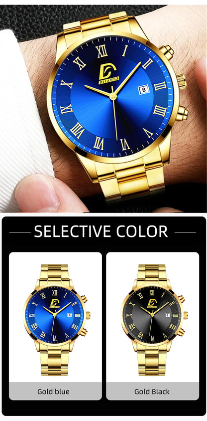 Fashion Mens Gold Watches Luxury Minimalist Quartz Wrist Watch Men Business Casual Calendar Watch Reloj Hombre