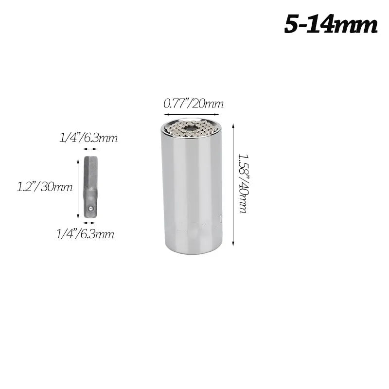🔧 Universal Ratchet Wrench with Adjustable Socket Head (7–19mm / 11–32mm)