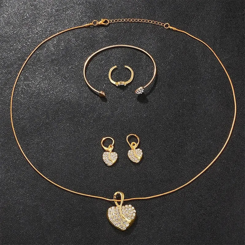 Amelia Gold Quartz Watch & Jewelry Set – 5 pcs