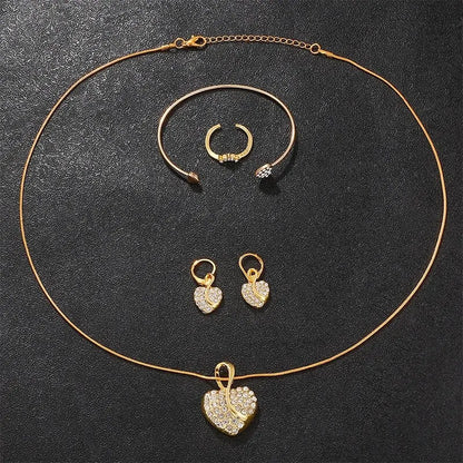 Amelia Gold Quartz Watch & Jewelry Set – 5 pcs
