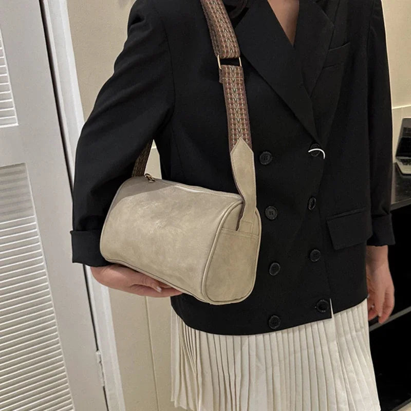 Vintage PU Leather Boston Women Small Handbag and Purse Fashion Designer Crossbody Bag Female Casual Travel Pillow Shoulder Bag