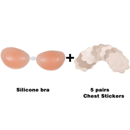 Invisible Silicone Push-Up Bra — Strapless Adhesive Backless Support