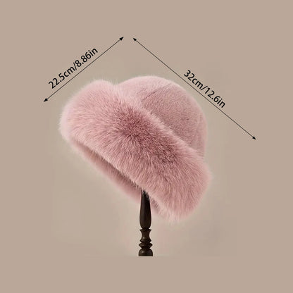 Thicken Plush Warm Fur Hat Fluffy Beanie Warm Thick Hat Mongolian Caps for Casual Trips Sports Skiing