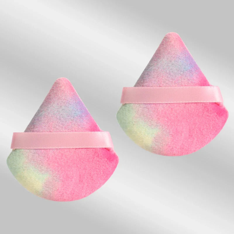 2 velvet triangle puffs for foundation and blending