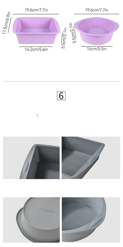 1/4Pcs Silicone Square Cake Plate Non-Stick Brownie Pot with Anti-Slip Handle Oven and Air Fryer Safe Perfect for Baking Cakes