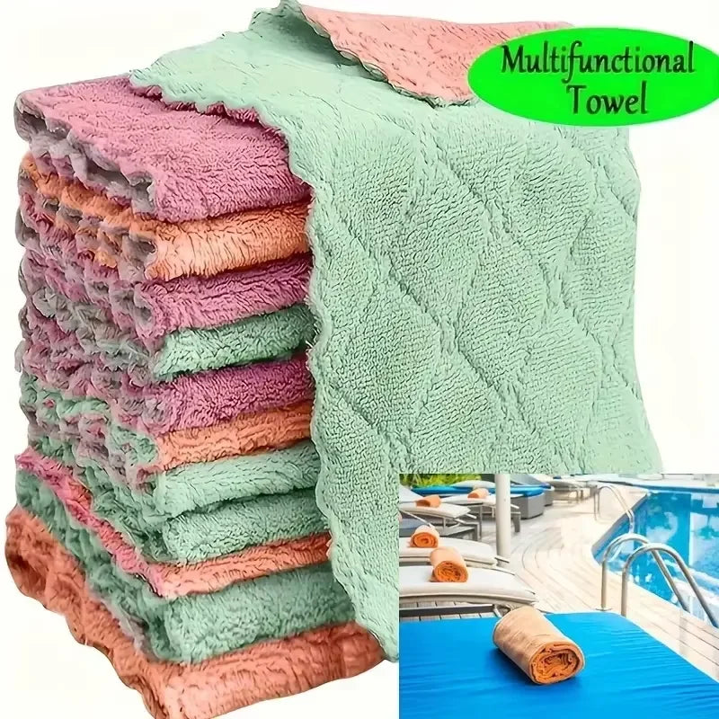 Microfiber Kitchen Towels Set – Ultra-Fine Absorbent Cleaning Cloths for Dishes & Surfaces (5/10/20 PCS)