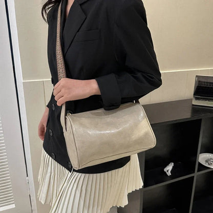 Vintage PU Leather Boston Women Small Handbag and Purse Fashion Designer Crossbody Bag Female Casual Travel Pillow Shoulder Bag