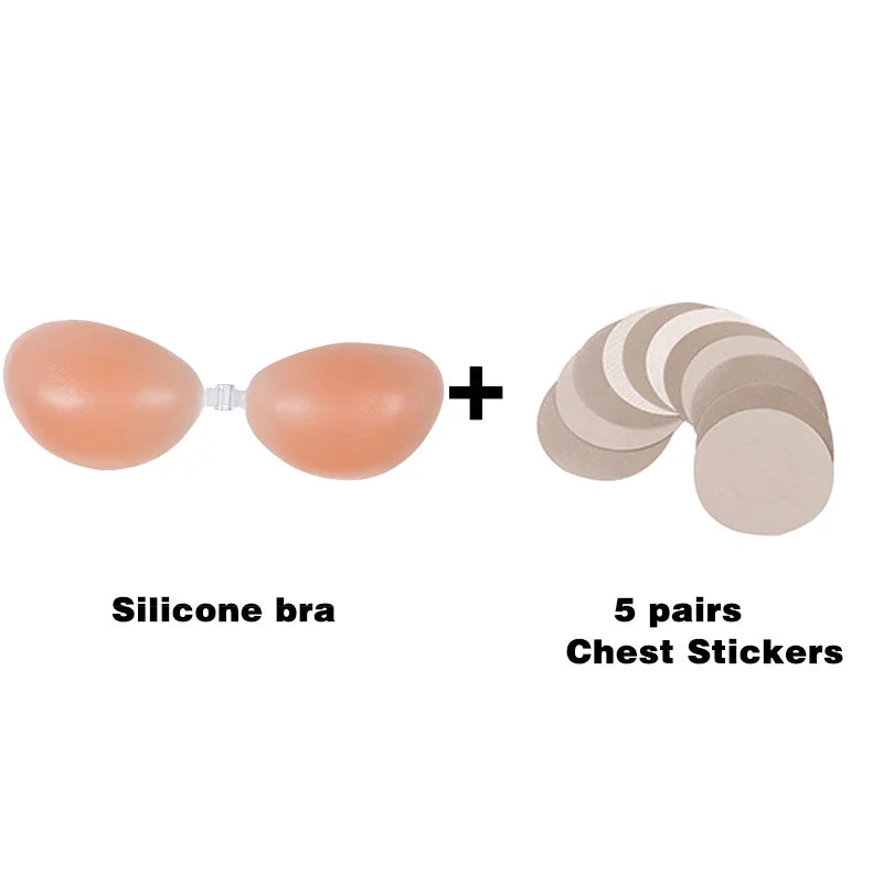 Invisible Silicone Push-Up Bra — Strapless Adhesive Backless Support
