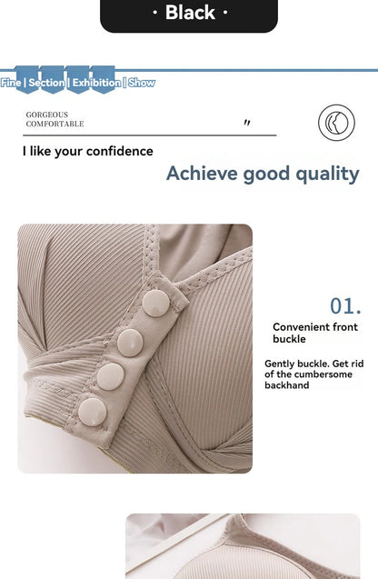 Front Buckle Push-Up Bra – Plus Size Seamless Comfort Bra with Adjustable Straps