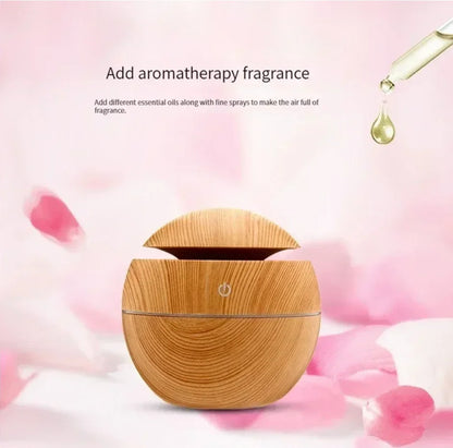 AromaMist™ USB Ultrasonic Cool Mist Essential Oil Humidifier — Mini Wood Grain Aroma Diffuser