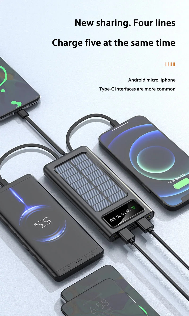 Solar Power Bank – High-Capacity Fast Charging Outdoor Portable Battery