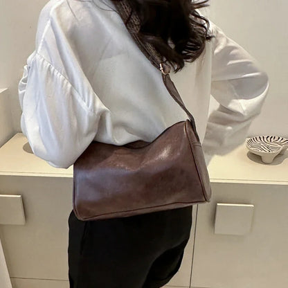 Vintage PU Leather Boston Women Small Handbag and Purse Fashion Designer Crossbody Bag Female Casual Travel Pillow Shoulder Bag