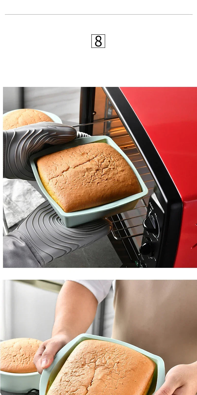 1/4Pcs Silicone Square Cake Plate Non-Stick Brownie Pot with Anti-Slip Handle Oven and Air Fryer Safe Perfect for Baking Cakes