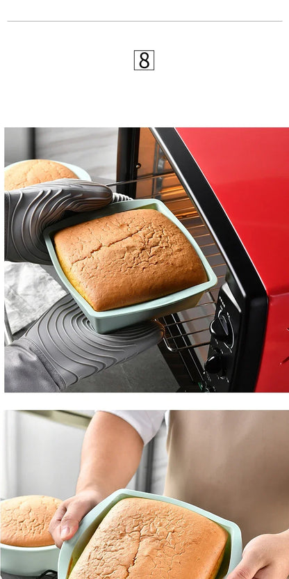 1/4Pcs Silicone Square Cake Plate Non-Stick Brownie Pot with Anti-Slip Handle Oven and Air Fryer Safe Perfect for Baking Cakes