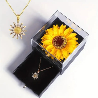 SunBloom™ Sunflower Necklace Gift Set — “I Love You” Romantic Jewelry with Gift Box
