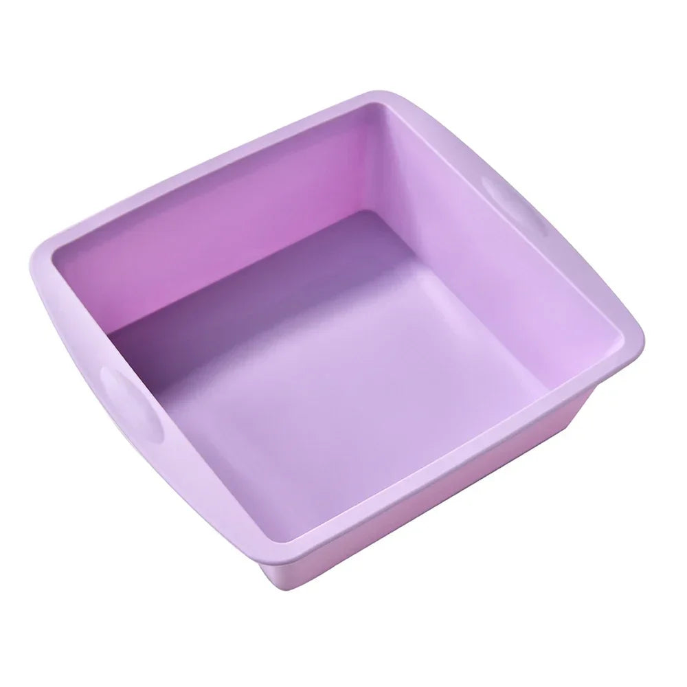 1/4Pcs Silicone Square Cake Plate Non-Stick Brownie Pot with Anti-Slip Handle Oven and Air Fryer Safe Perfect for Baking Cakes