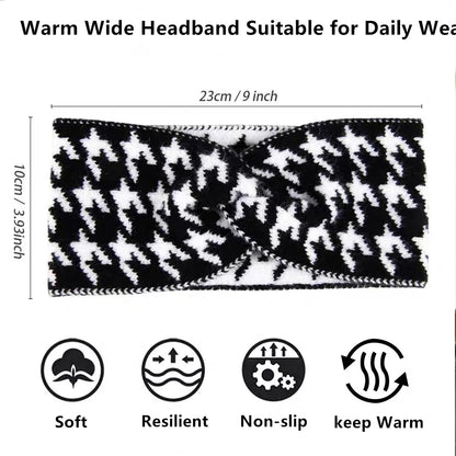 5PCS/3PCS Set Knitted Thousand Bird Fashion Women's Headbands Retro Warm High Elasticity Hairband Hair Accessoires