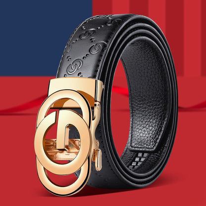 Fashionable Business Men's Belt Luxury Alloy Buckle Belt High Quality Material Leather Soft Belt Paired with Suit Pants and Jean