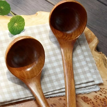 1pc Non-Stick Wooden Cooking Spoon,Daily Solid Anti-scalding Soup Ladle For Kitchen