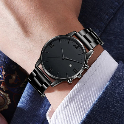 Men’s Luxury Watch & Jewelry Set – 4PCS Quartz Wristwatch with Bracelet, Necklace & Ring