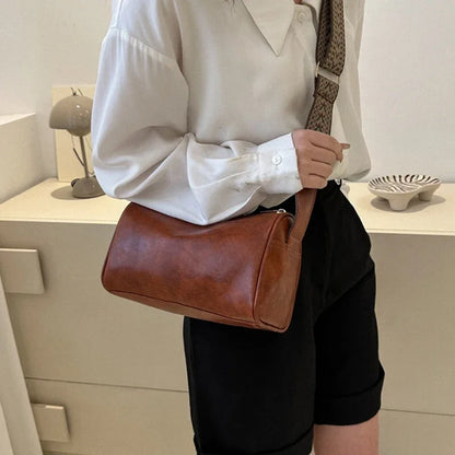 Vintage PU Leather Boston Women Small Handbag and Purse Fashion Designer Crossbody Bag Female Casual Travel Pillow Shoulder Bag