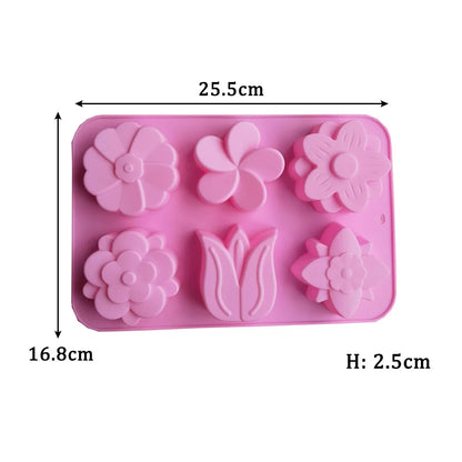 6-Cavity Rose Flower Silicone Mold – Heart Shape DIY Soap, Candle, Cake & Chocolate Mold