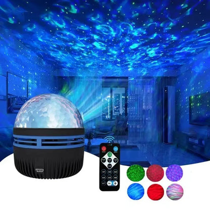 *LED Starry Galaxy Ocean Wave Projector - RGB Smart Remote Control Lamp for Home Decor
