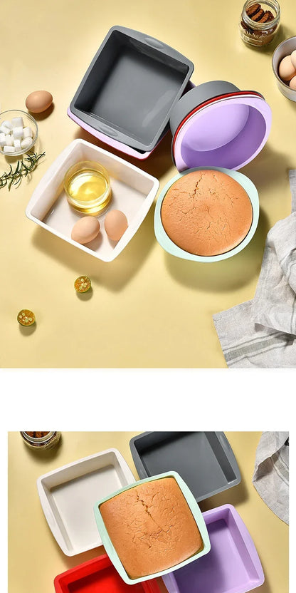 1/4Pcs Silicone Square Cake Plate Non-Stick Brownie Pot with Anti-Slip Handle Oven and Air Fryer Safe Perfect for Baking Cakes